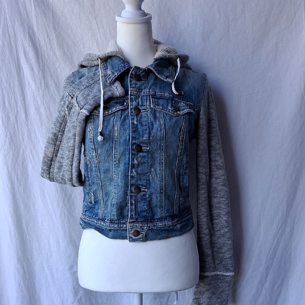 Free People Hooded Denim Jacket XS